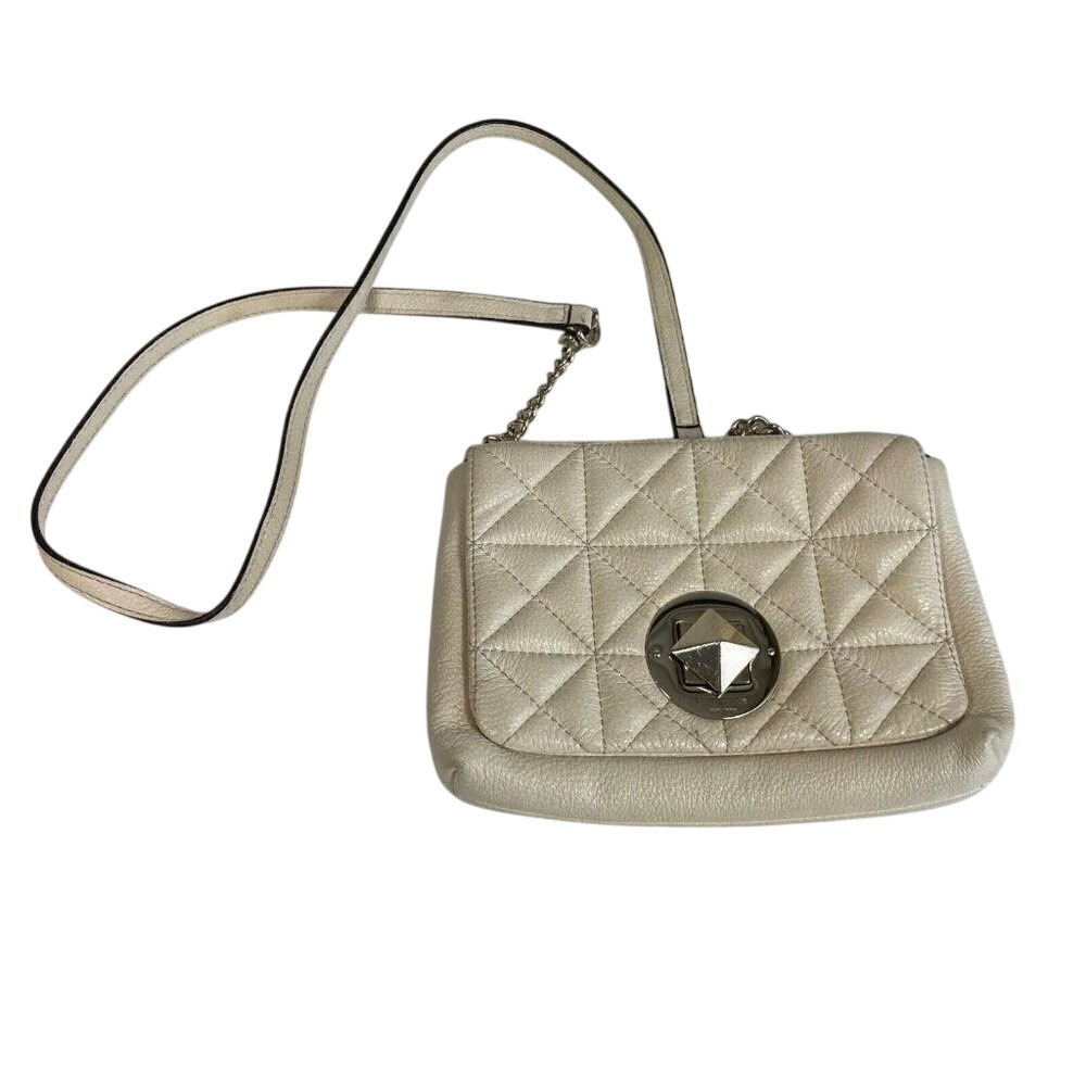 Kate‎ Spade Natalia Quilted Leather Crossbody Purse S Ivory Flap Bag Turn-Lock